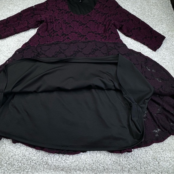 Torrid Brushed Floral Skater Dress Velvet Burnout Lace Romantic Fairy Grunge 3 - Picture 8 of 14